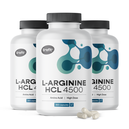3x L-arginina HCL 4500 mg, total de 1095 cápsulas