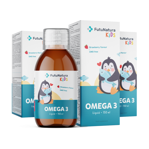 3x OMEGA 3 – Suplemento em forma líquida para crianças, total de 450 ml