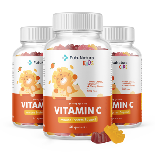 3x VITAMINA C - Gomas para crianças com vitamina C, total de 180 gomas