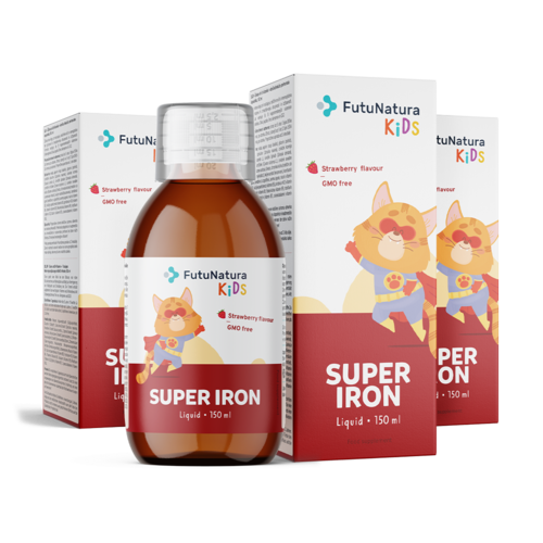 3x Super Iron:  Ferro + Vitaminas B – Suplemento em forma líquida para crianças, total de 450 ml