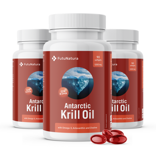 3x Óleo de krill 1200 mg, total de 270 cápsulas moles