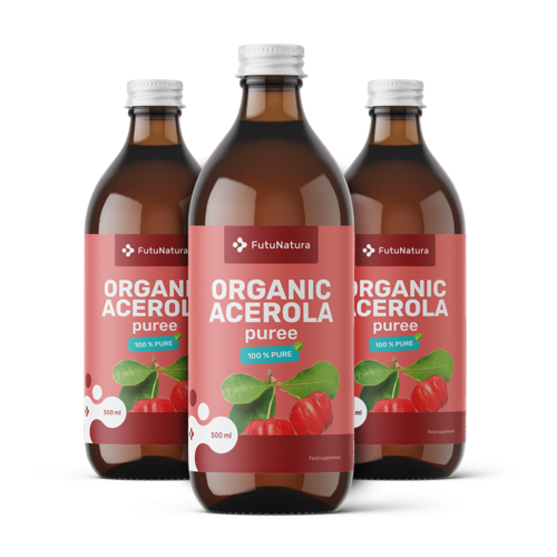 3x BIO Sumo de polpa de acerola, total de 1500 ml