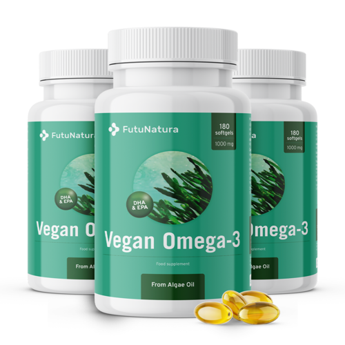 3x Ómega 3 vegan de algas 1000 mg, total de 540 cápsulas moles