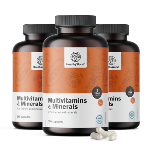 3x Multivitaminas e minerais, total de 1095 cápsulas