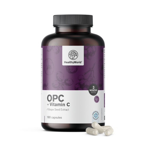 OPC – de sementes de uva + vitamina C, 180 cápsulas