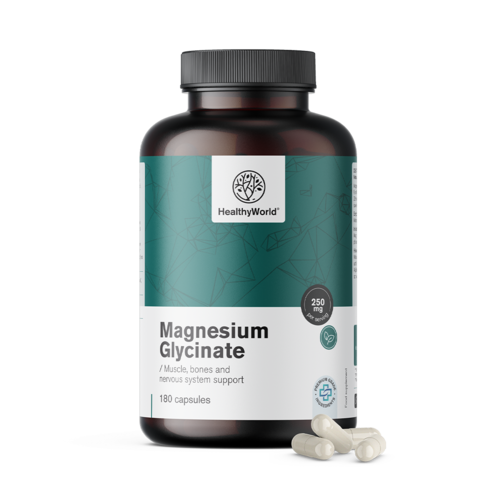 Glicinato de magnésio 250 mg, 180 cápsulas