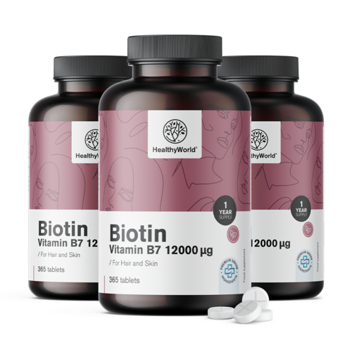 3x Biotina 12000 µg, total de 1095 comprimidos