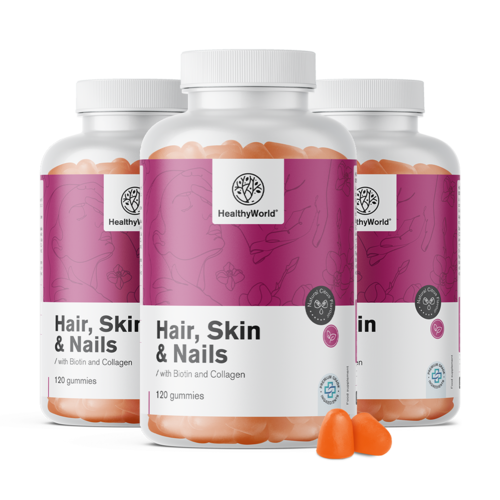 3x Hair, Skin & Nails - Gomas para cabelo, pele e unhas, total de 360 gomas