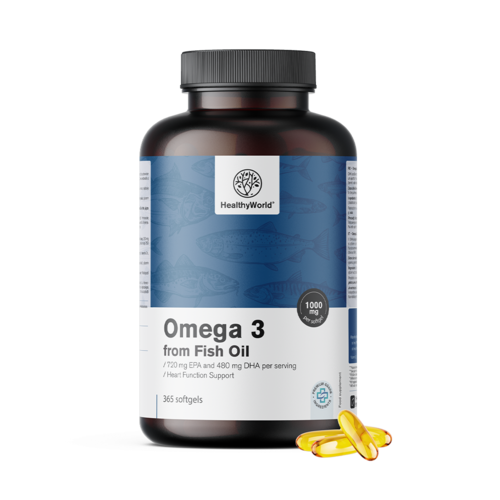 Ómega-3 1000 mg – de óleo de peixe, 365 cápsulas moles