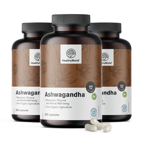 3x Ashwagandha 500 mg, total de 720 cápsulas