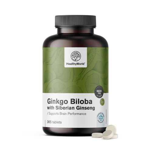 Ginkgo biloba com ginseng siberiano 6600 mg, 365 comprimidos