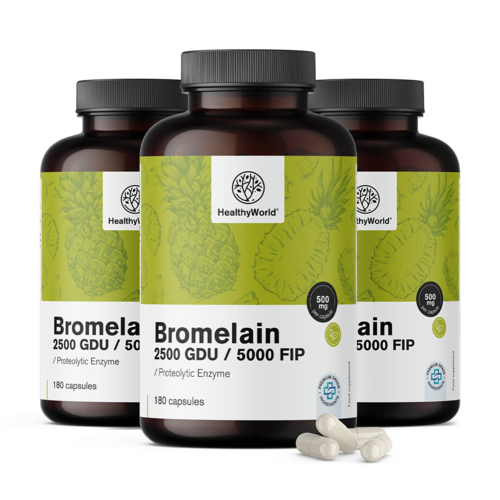 3x Bromelaína 500 mg, total de 540 cápsulas