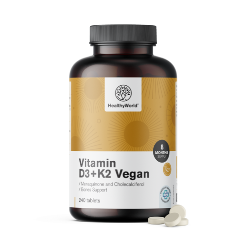 Vitamina vegan D3+K2, 240 comprimidos