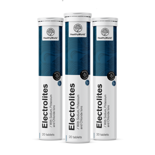 3x Eletrólitos – pastilhas efervescentes, total de 60 pastilhas efervescentes