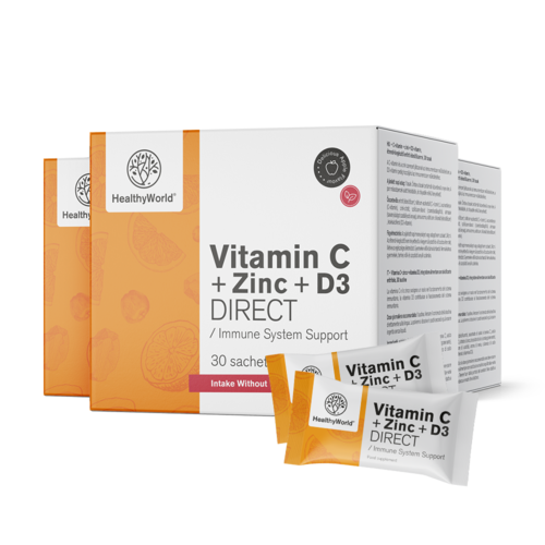 3x Vitamina C 500 + Zinco + D3 DIRECT, total de 90 saquetas