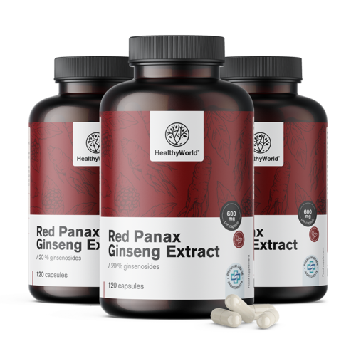 3x Red panax ginseng – extrato de ginseng vermelho 600 mg, total de 360 cápsulas
