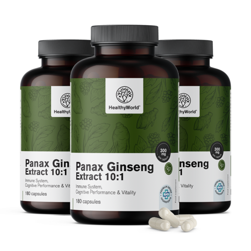3x Panax ginseng 300 mg – extrato de ginseng 10:1, total de 540 cápsulas