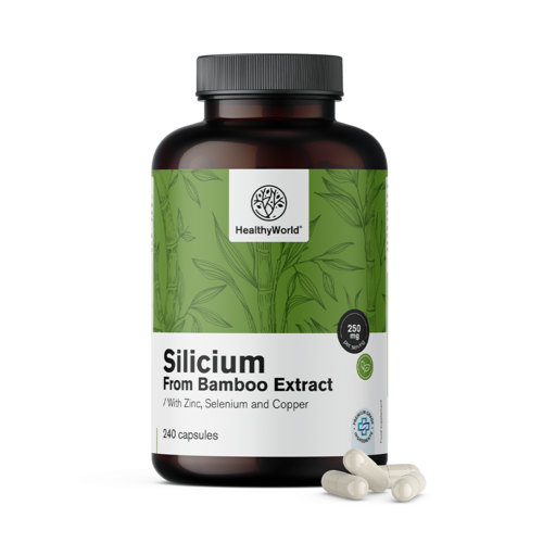 Silício 250 mg – de extrato de bambu, 240 cápsulas