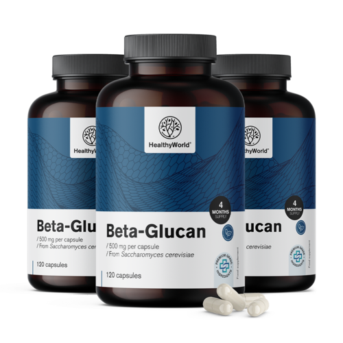 3x Beta-glucano 500 mg, total de 360 cápsulas