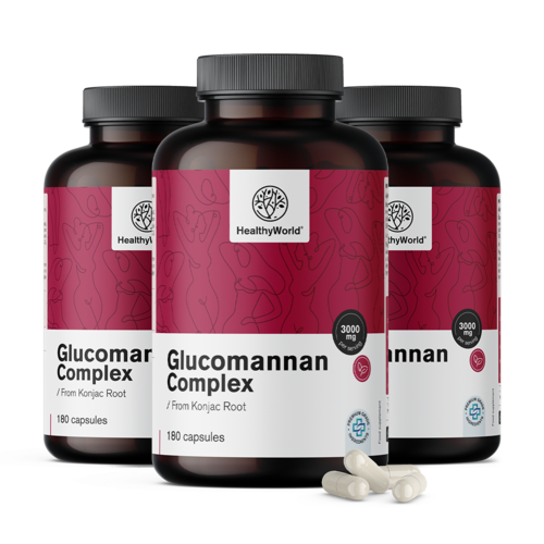 3x Complexo de Glucomanano 3000 mg, total de 540 cápsulas