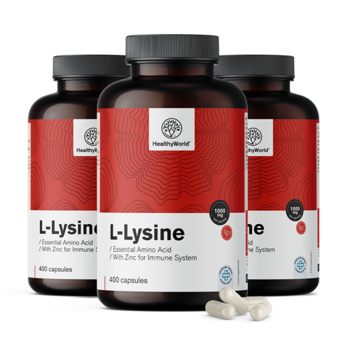 3x L-lisina 1000 mg, total de 1200 cápsulas