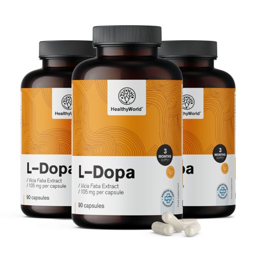 3x L-dopa 105 mg – do extrato de fava, total de 270 cápsulas