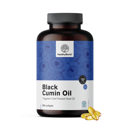 Óleo de cominho preto 1000 mg, 360 cápsulas moles
