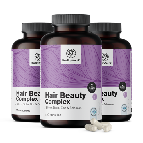 3x Hair beauty complex – Vitaminas e minerais para os cabelos, total de 360 cápsulas