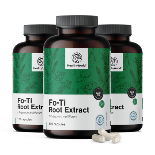 3x Fo-Ti (He Shou Wu) 500 mg, total de 360 cápsulas