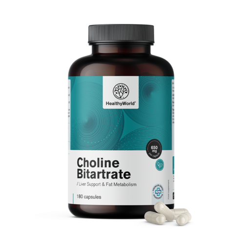 Bitartarato de colina 650 mg, 180 cápsulas