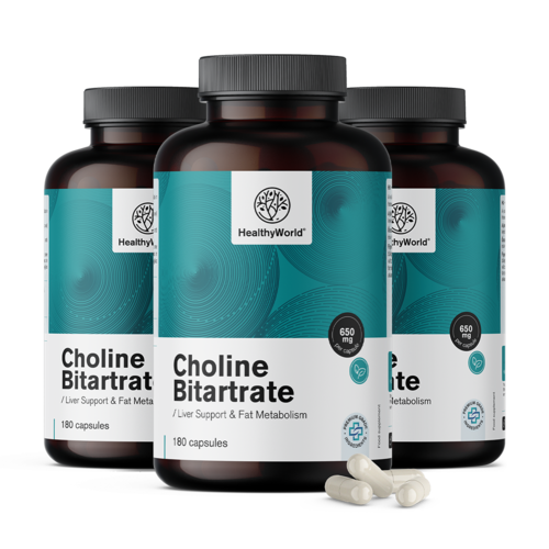 3x Bitartarato de colina 650 mg, total de 540 cápsulas