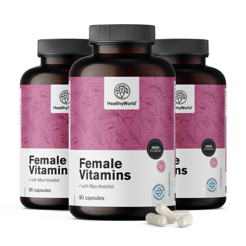 3x Vitaminas para mulheres com mio-inositol, total de 270 cápsulas
