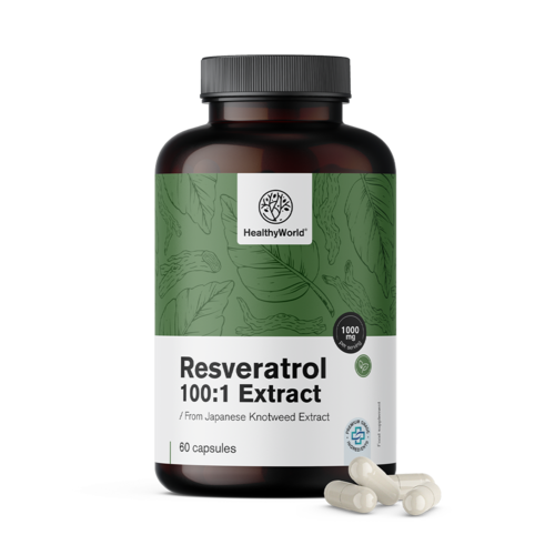 Resveratrol 1000 mg - extrato 100:1, 60 cápsulas