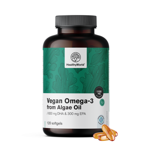 Ómega-3 vegan 1100 mg - de algas, 120 cápsulas moles