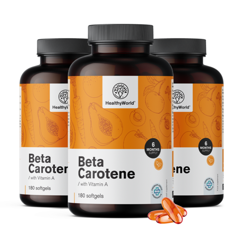 3x Beta-caroteno 25.000 UI, total de 540 cápsulas moles