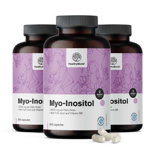 3x Mio-inositol 2000 mg, total de 600 cápsulas
