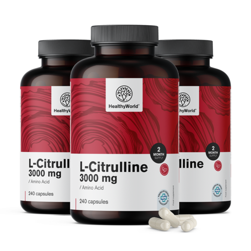 3x L-citrulina 3000 mg, total de 720 cápsulas