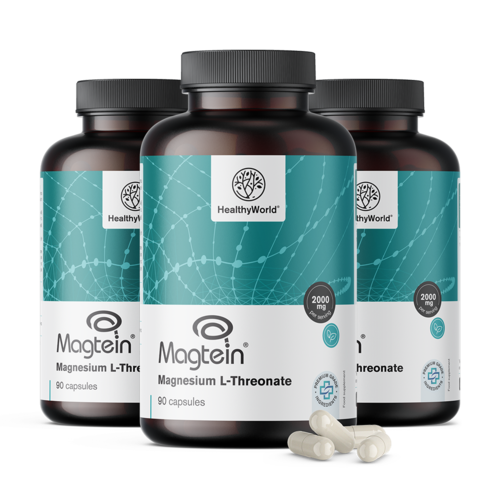 3x Magnésio L-treonato Magtein® 2000 mg, total de 270 cápsulas