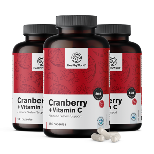 3x Extrato de arando com vitamina C, total de 540 cápsulas