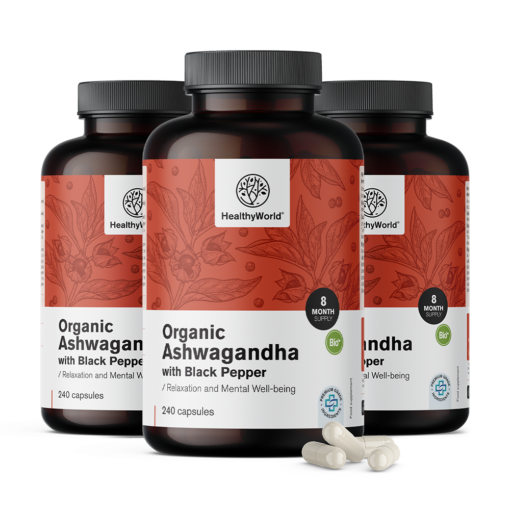 3x BIO Ashwagandha com pimenta preta BIO Ašvaganda s črnim poprom