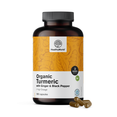 BIO Curcuma 1440 mg - com gengibre e pimenta preta, 180 cápsulas