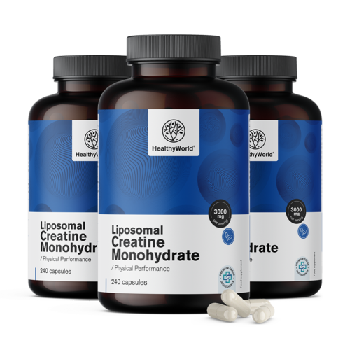 3x Creatina monohidratada lipossomal 3000 mg, total de 720 cápsulas