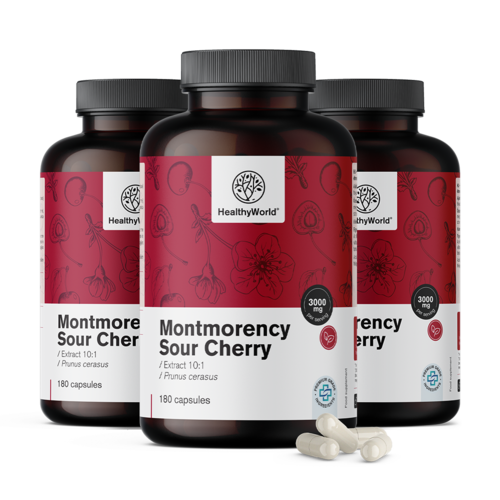 3x Cereja Montmorency 3000 mg, total de 540 cápsulas
