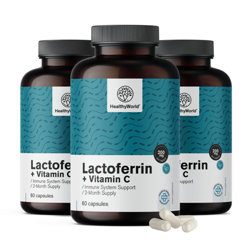 3x Lactoferrina 200 mg, total de 180 cápsulas