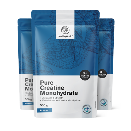 3x Pure creatina monohidratada em pó, total de 1500 g
