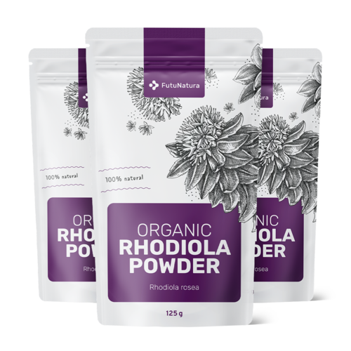 3x Rhodiola BIO em pó, total de 375 g