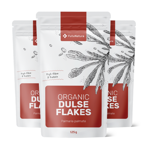 3x Flocos de dulse BIO - 100% folhas de alga dulse, total de 375 g