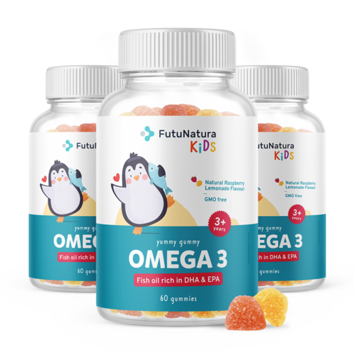 3x OMEGA-3 – Gomas para crianças, total de 180 gomas