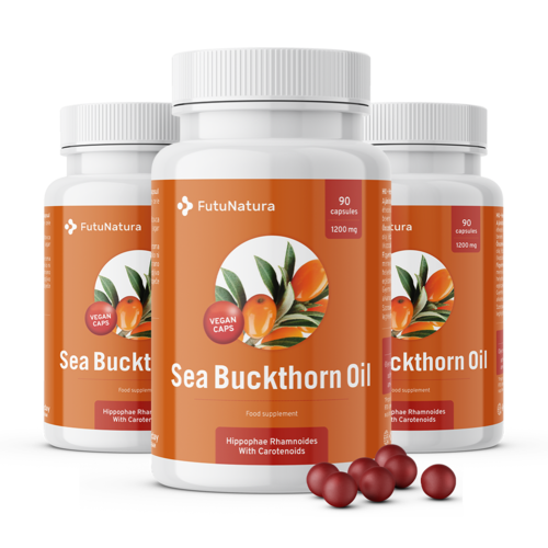 3x Óleo de espinheiro-marítimo 1200 mg, total de 270 cápsulas