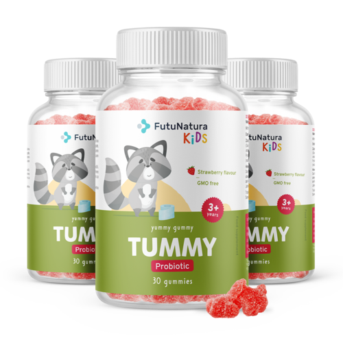 3x TUMMY – gomas para crianças para a digestão, total de 90 gomas